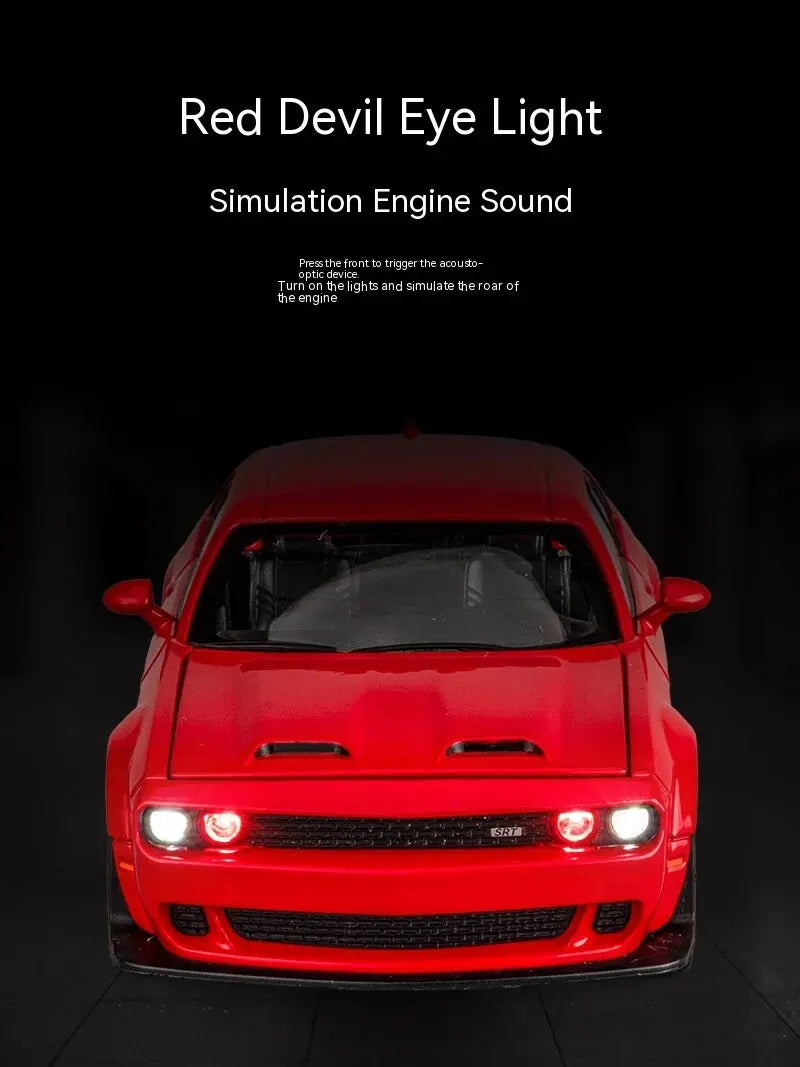 1:32 Dodge Challenger Hellcat Die-Cast Toy Car – Pull Back with Sound & Light