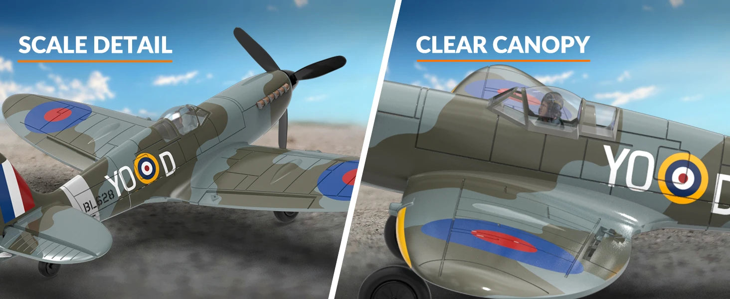 Volantex Spitfire RC Plane 2.4G 4CH Warbird – 400mm RTF