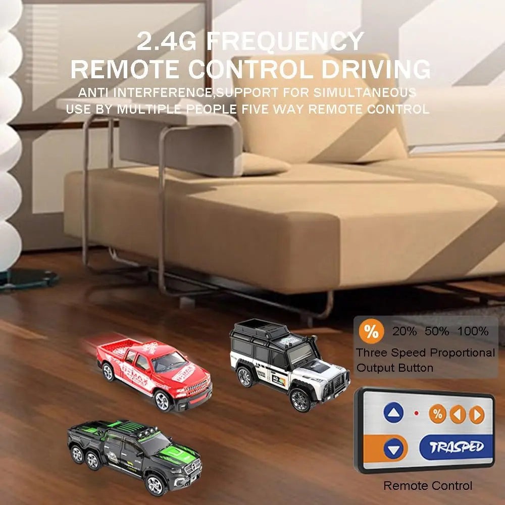 1/64 Mini RC Car 4x4 Alloy Racing Truck with Lights