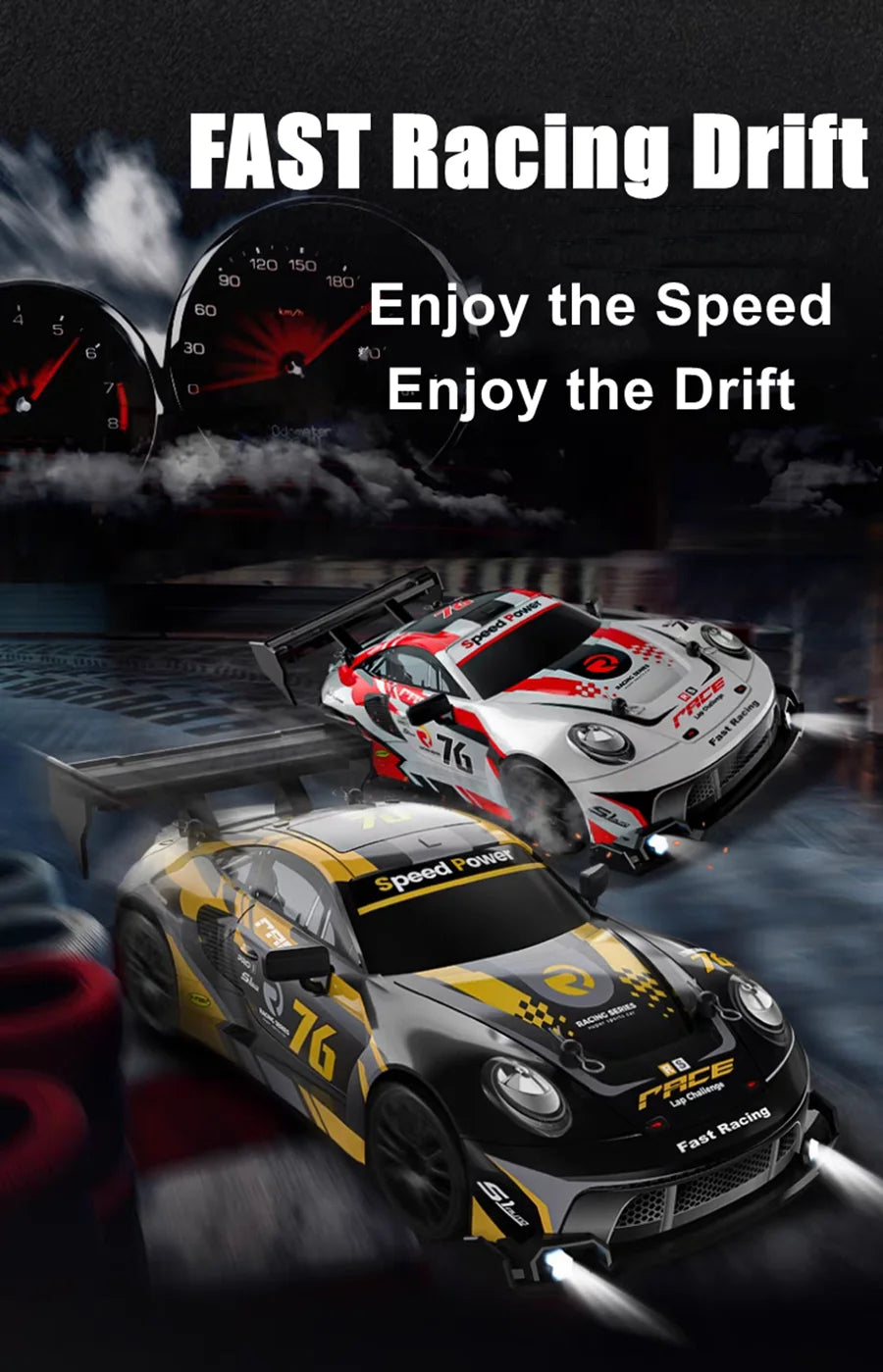 4WD RC Drift Car with LED – High Speed Racing RTR