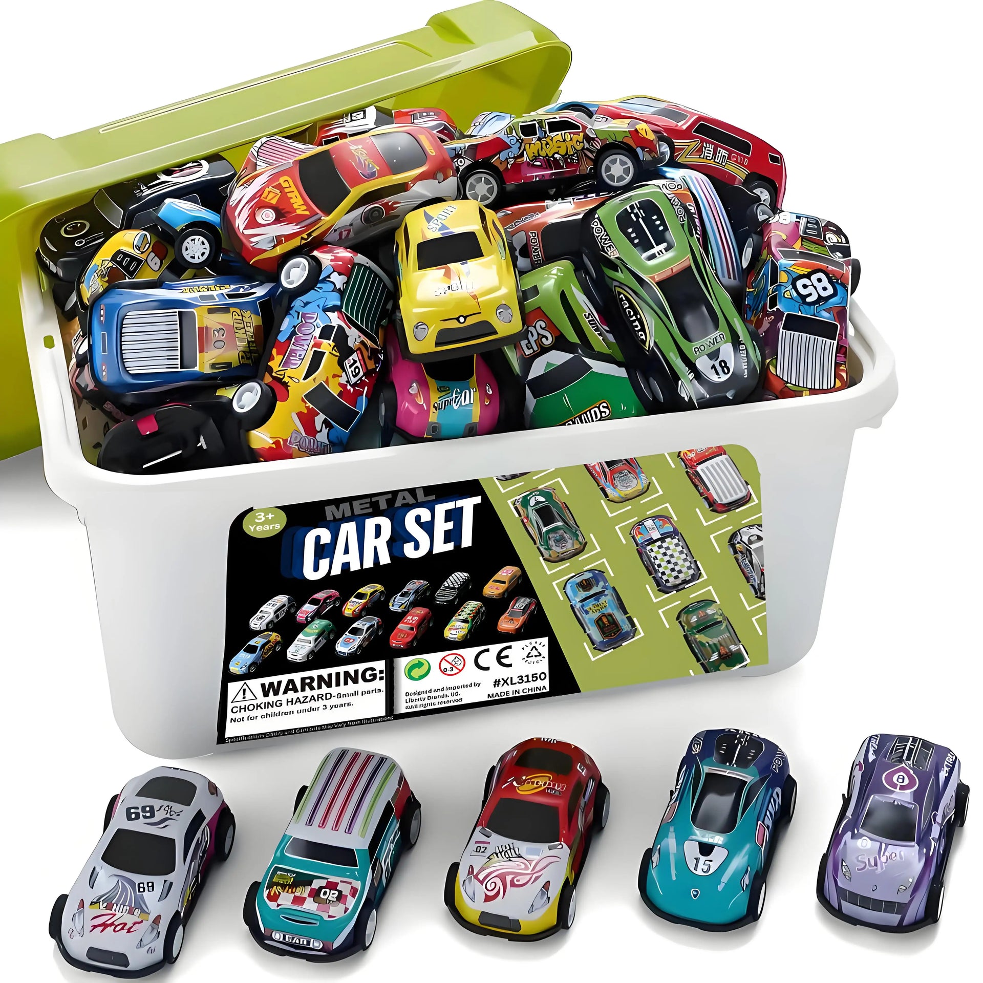 50-Pack Pull-Back Mini Cars – 1:64 Scale Metal Race Vehicles for Kids