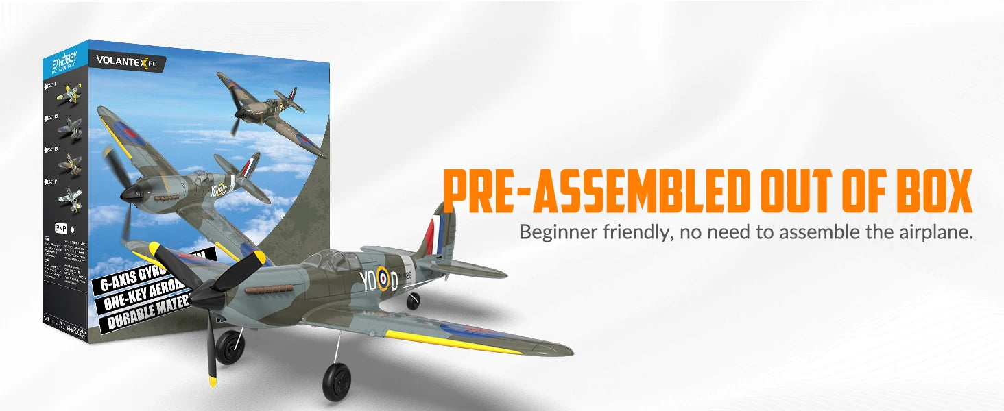 Volantex Spitfire RC Plane 2.4G 4CH Warbird – 400mm RTF