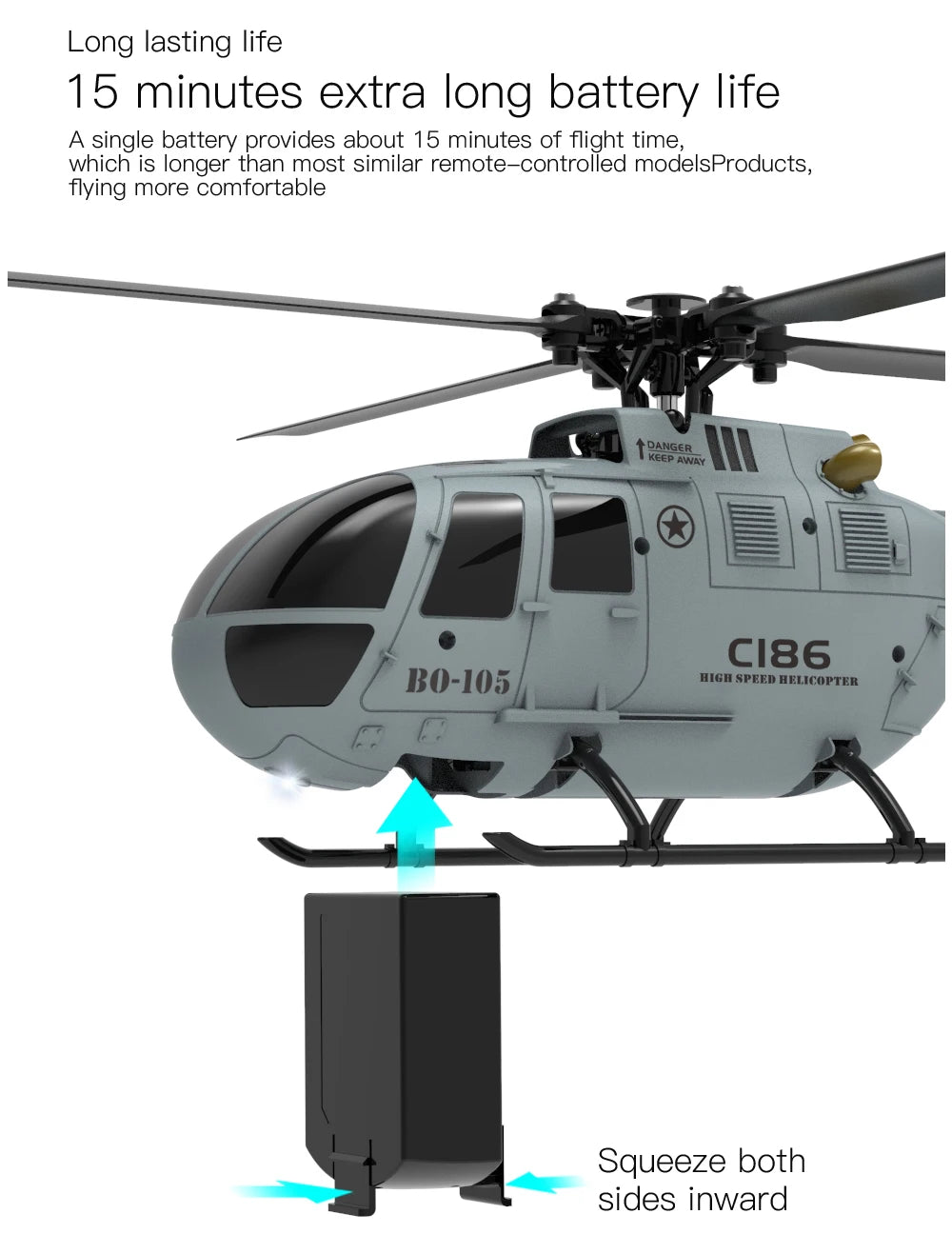 C186 RC Helicopter 2.4G 4CH BO105 with 6-Axis Gyro