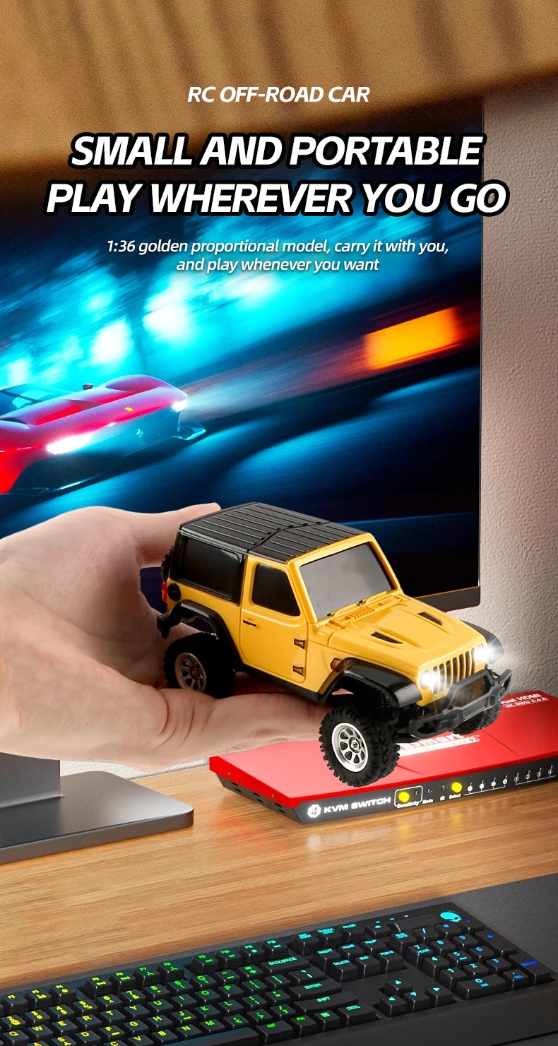 1/36 RC Crawler Car 4WD Off-Road with LED Lights – RTR