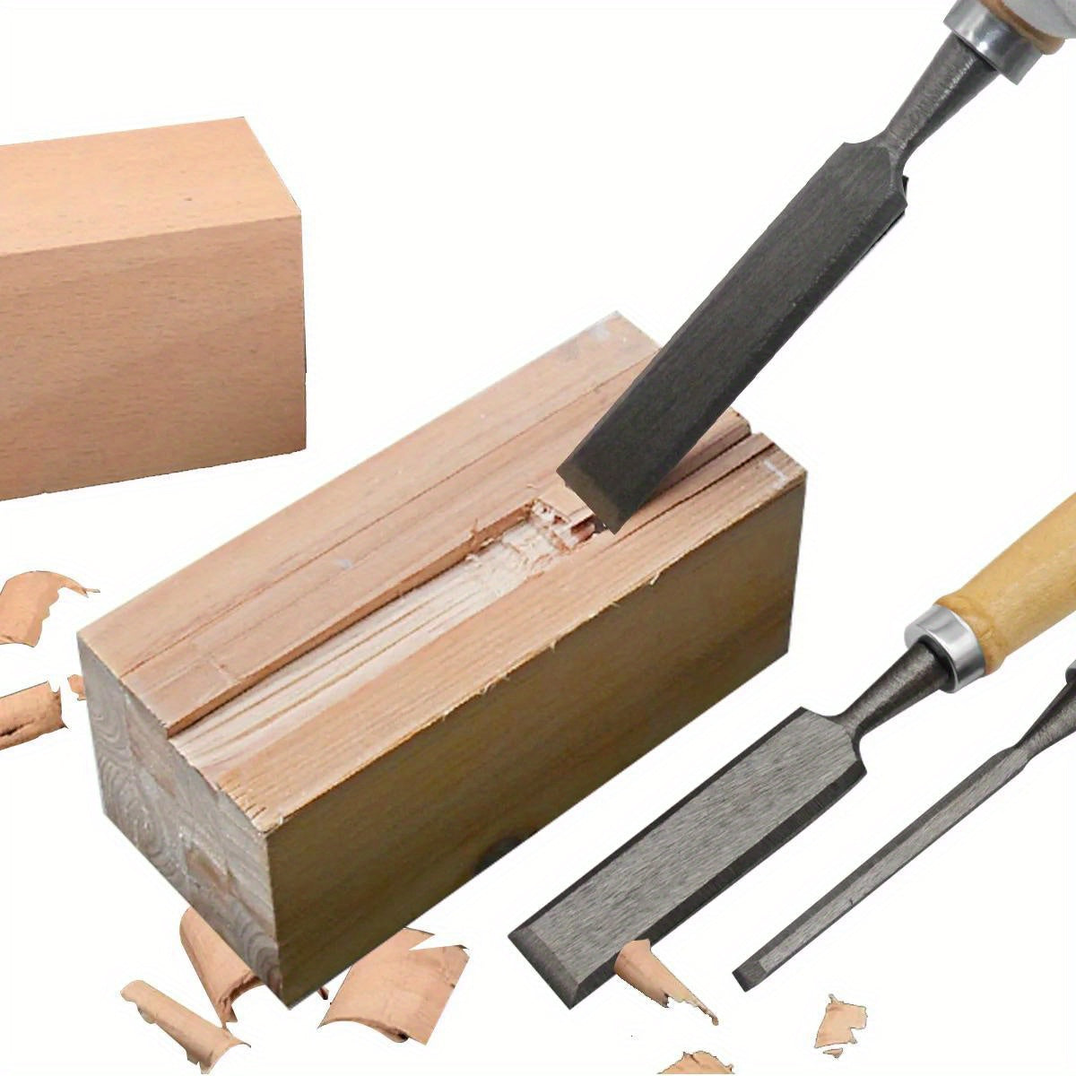 4Pcs Wood Carving Chisel Set – 8/12/16/20mm Beech Handle Professional Woodworking Tools