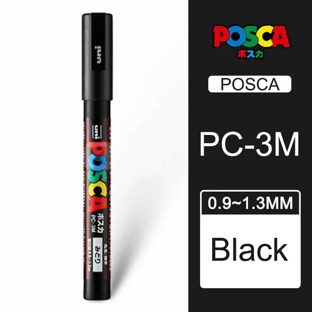UNI POSCA Acrylic Paint Marker Set – PC-1M/3M/5M Quick-Dry Permanent Pens for Art, Graffiti & Crafts