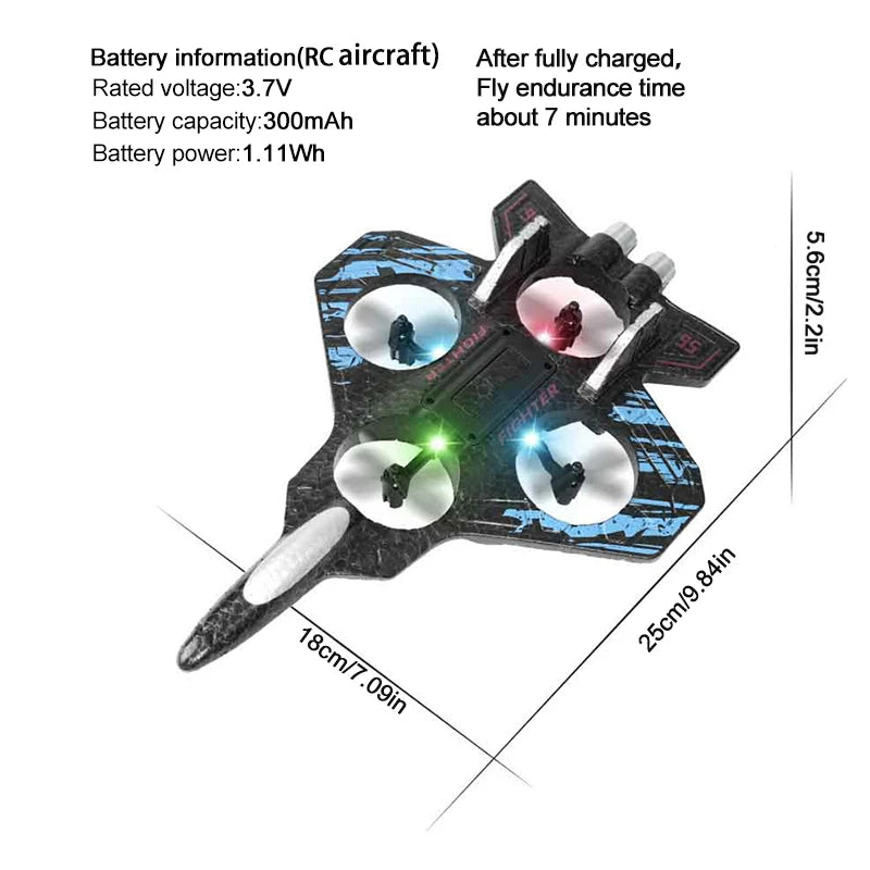 2.4G EPP RC Fighter Plane Glider with Lights – Stunt Aircraft