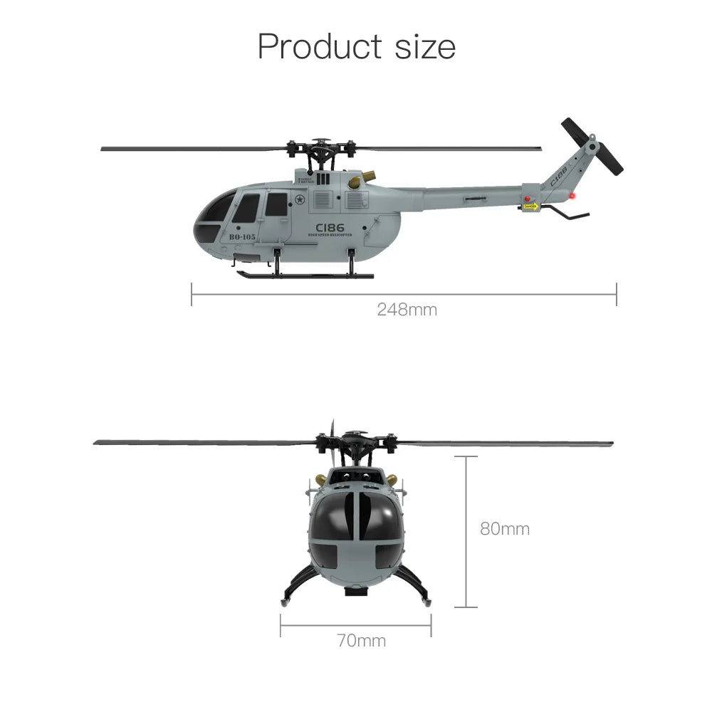 C186 RC Helicopter 2.4G 4CH BO105 with 6-Axis Gyro