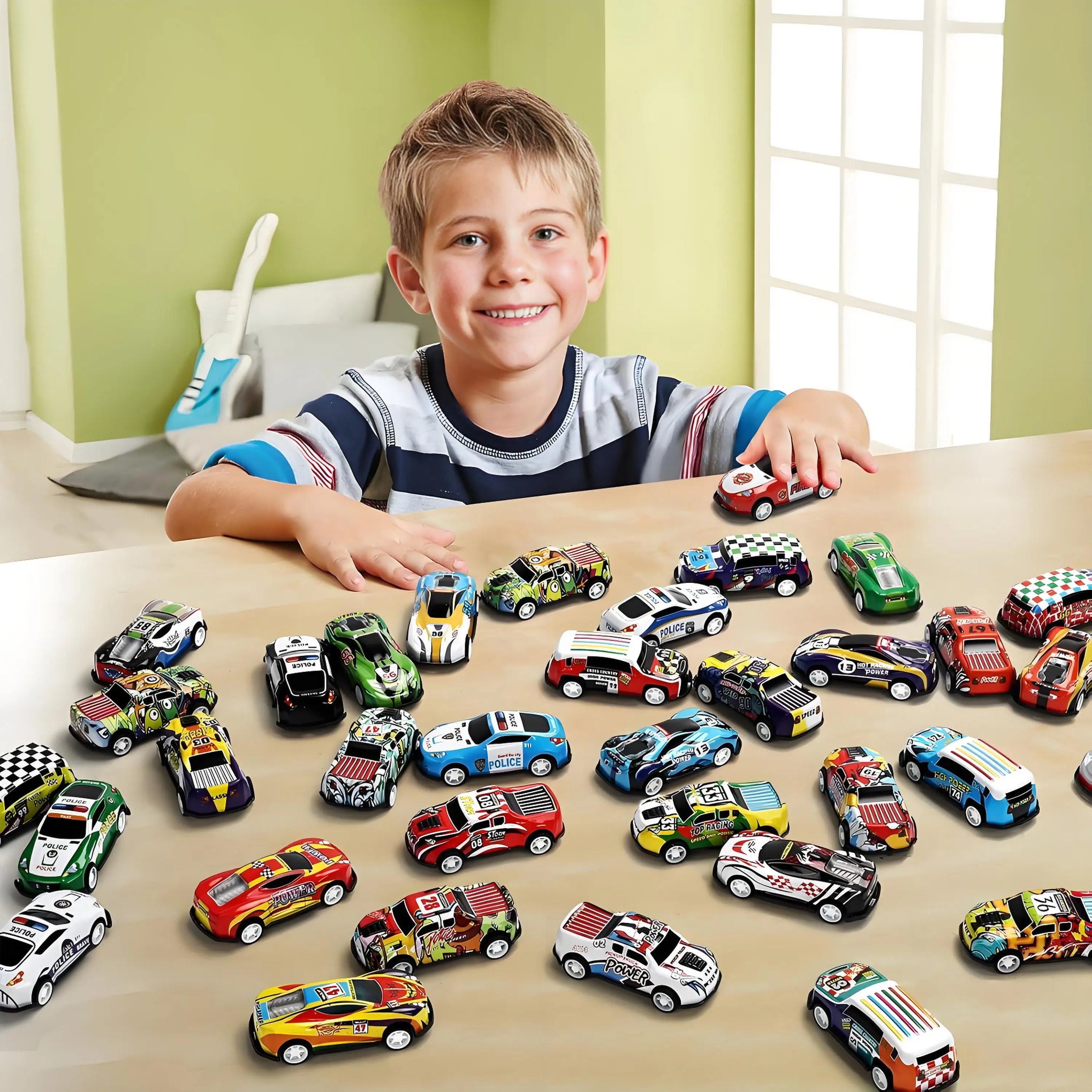 50-Pack Pull-Back Mini Cars – 1:64 Scale Metal Race Vehicles for Kids