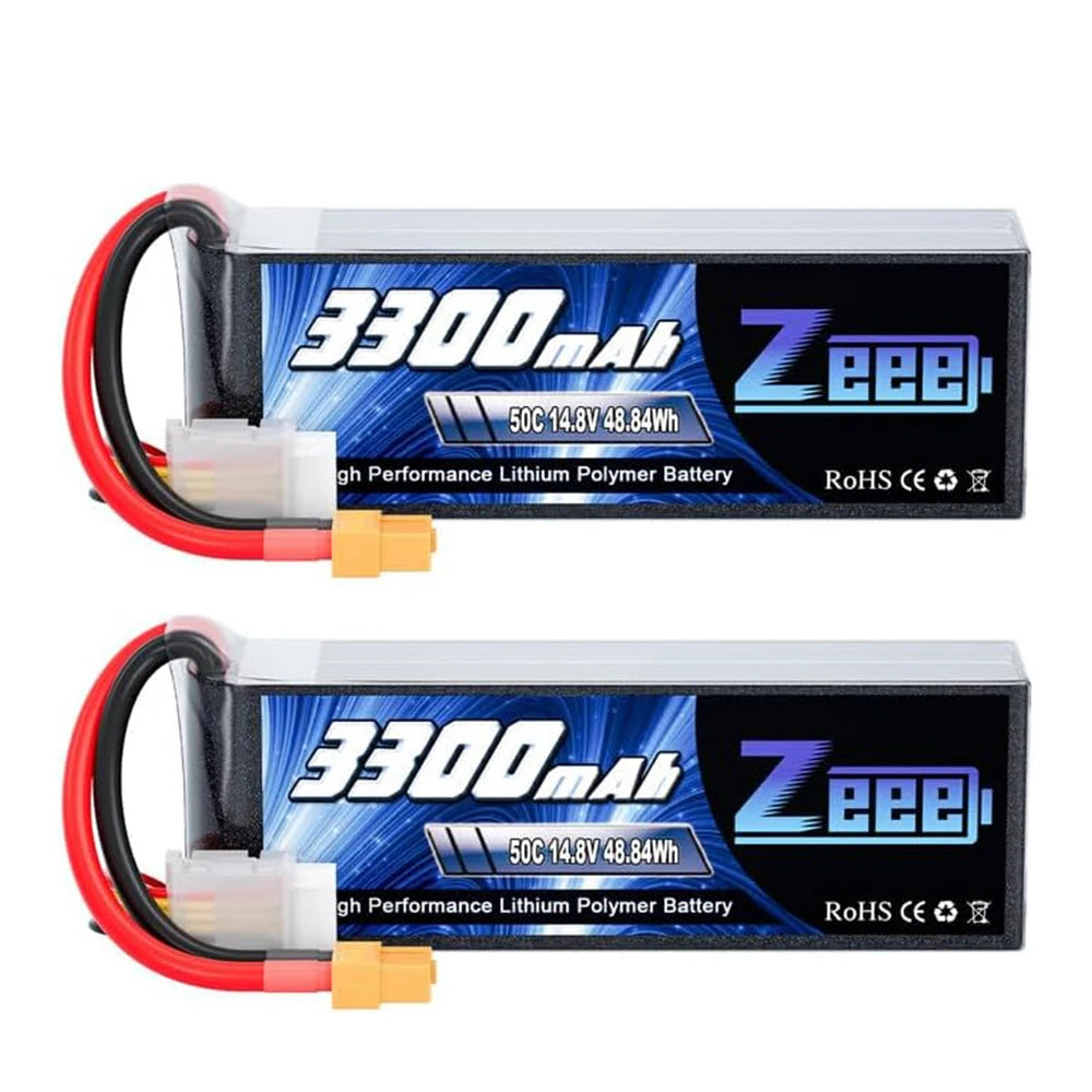Zeee 4S 14.8V 3300mAh 50C LiPo Battery w/ XT60 (2 Pack)