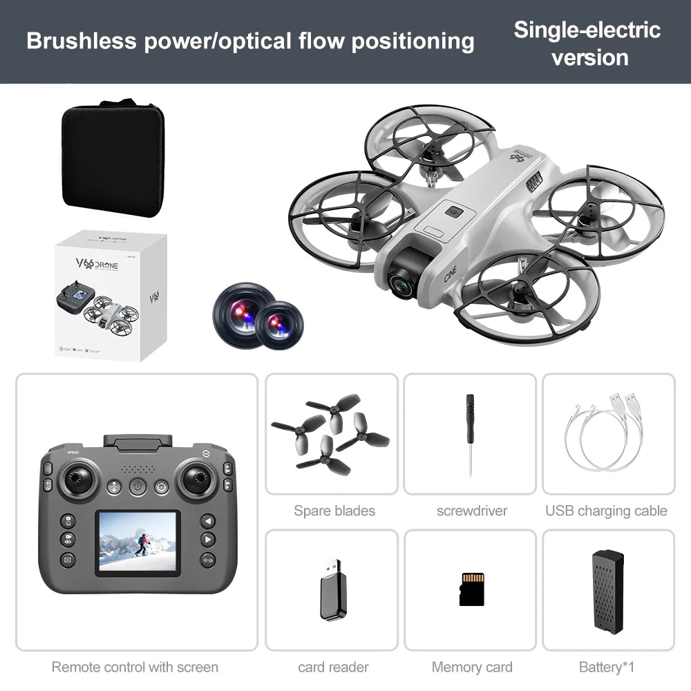 V666 Mini Drone 4K HD Camera FPV Quadcopter with Screen
