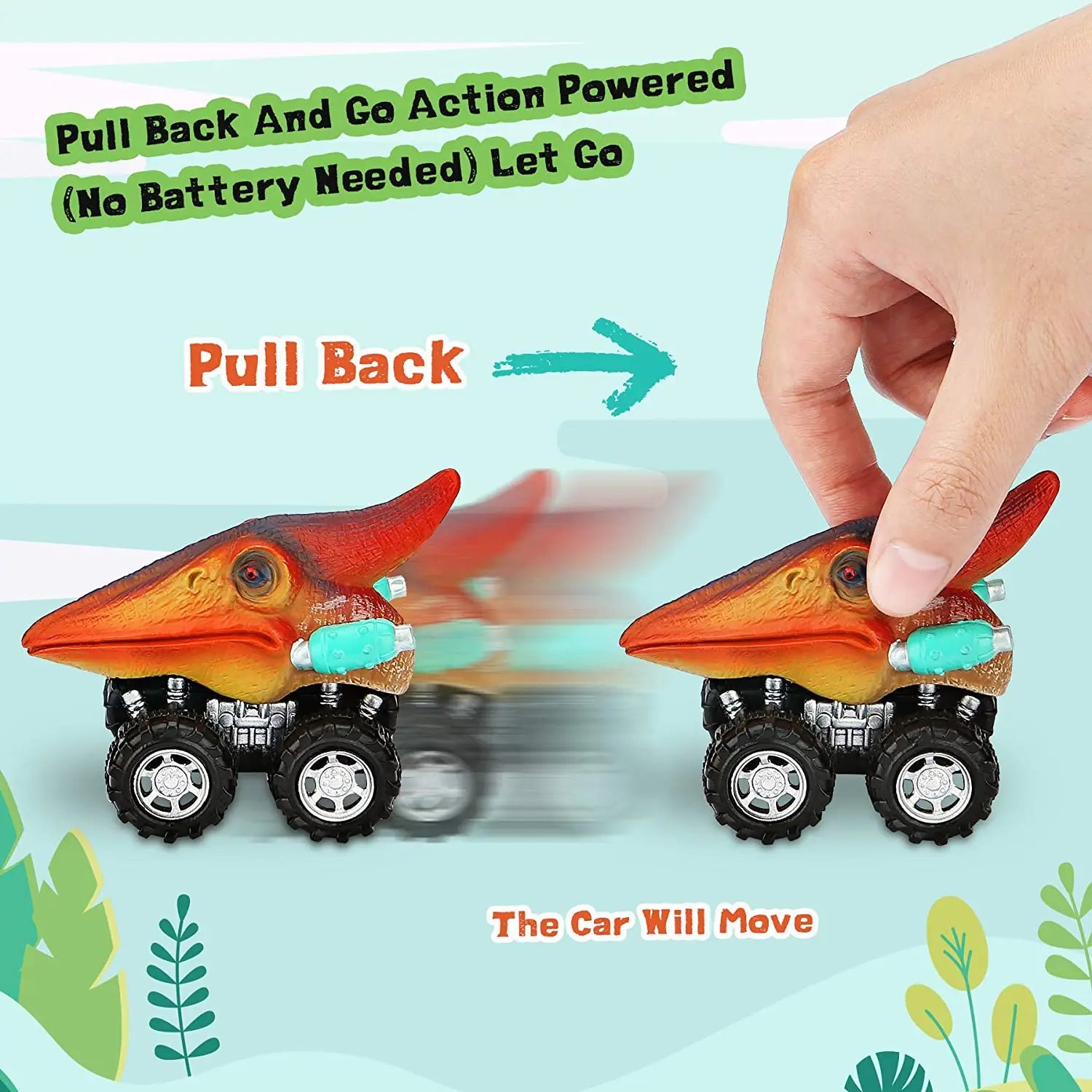 Dinosaur Pull-Back Mini Monster Trucks – Toy Car Set for Kids