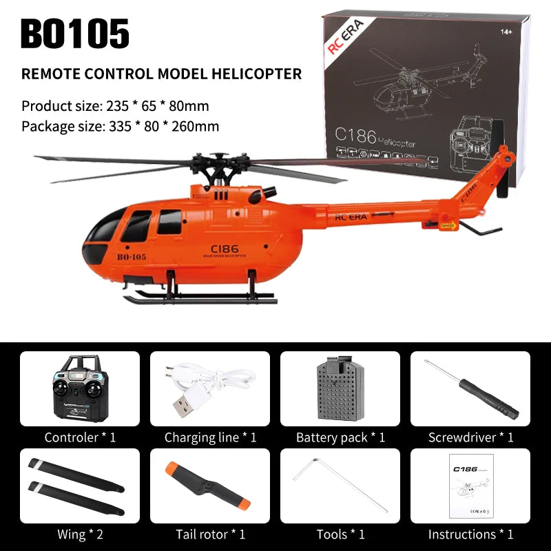 C186 RC Helicopter 2.4G 4CH BO105 with 6-Axis Gyro