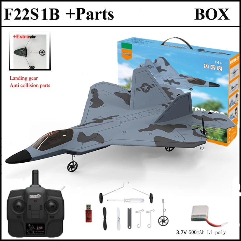 2024 F22S RC Airplane 2.4G 4CH Raptor Jet with LED & Gyro