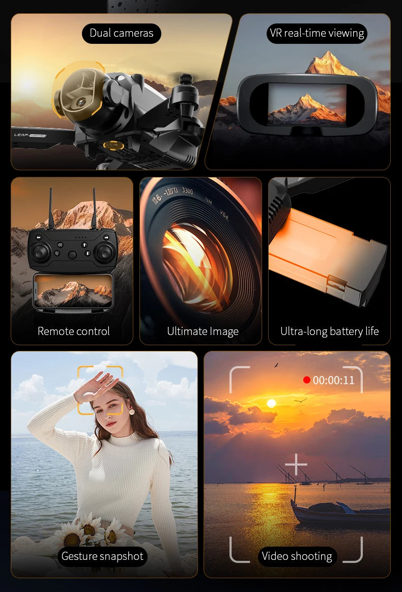 H20 Foldable RC Drone – Four-Axis Flying Toy with Dual Lens & Optical Flow Hover