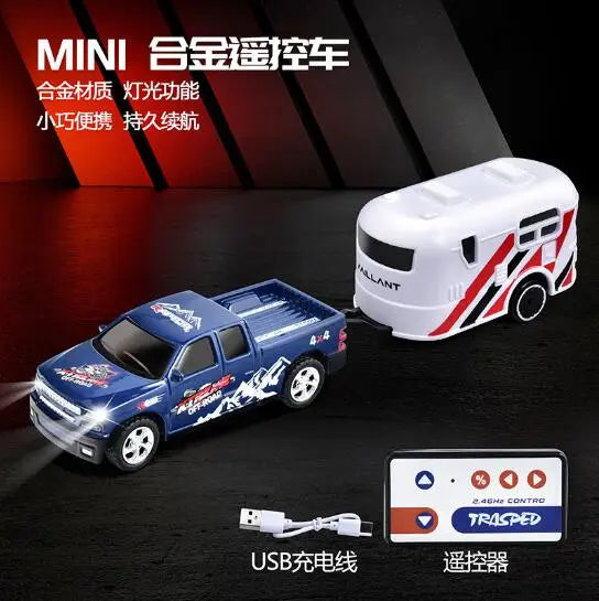 1/64 Mini RC Car 4x4 Alloy Racing Truck with Lights