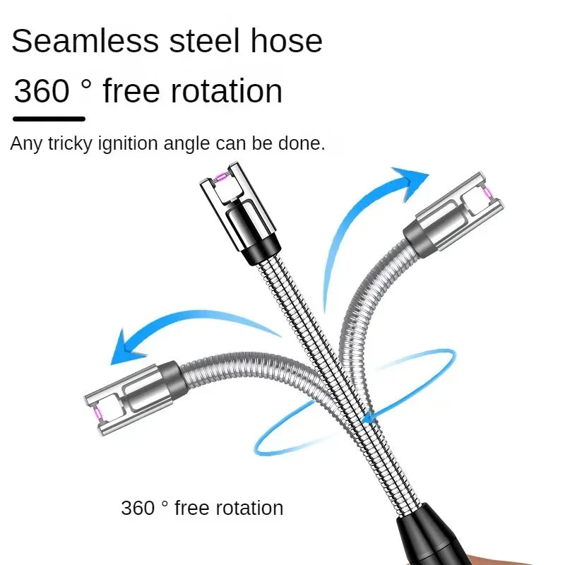 360° USB Electric Arc Lighter – Plasma Pulse Windproof Rechargeable BBQ Candle Lighter with Power Display