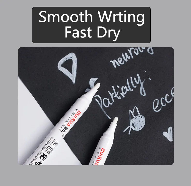 White Gel Marker Pens – Waterproof DIY Sketching & Writing Set