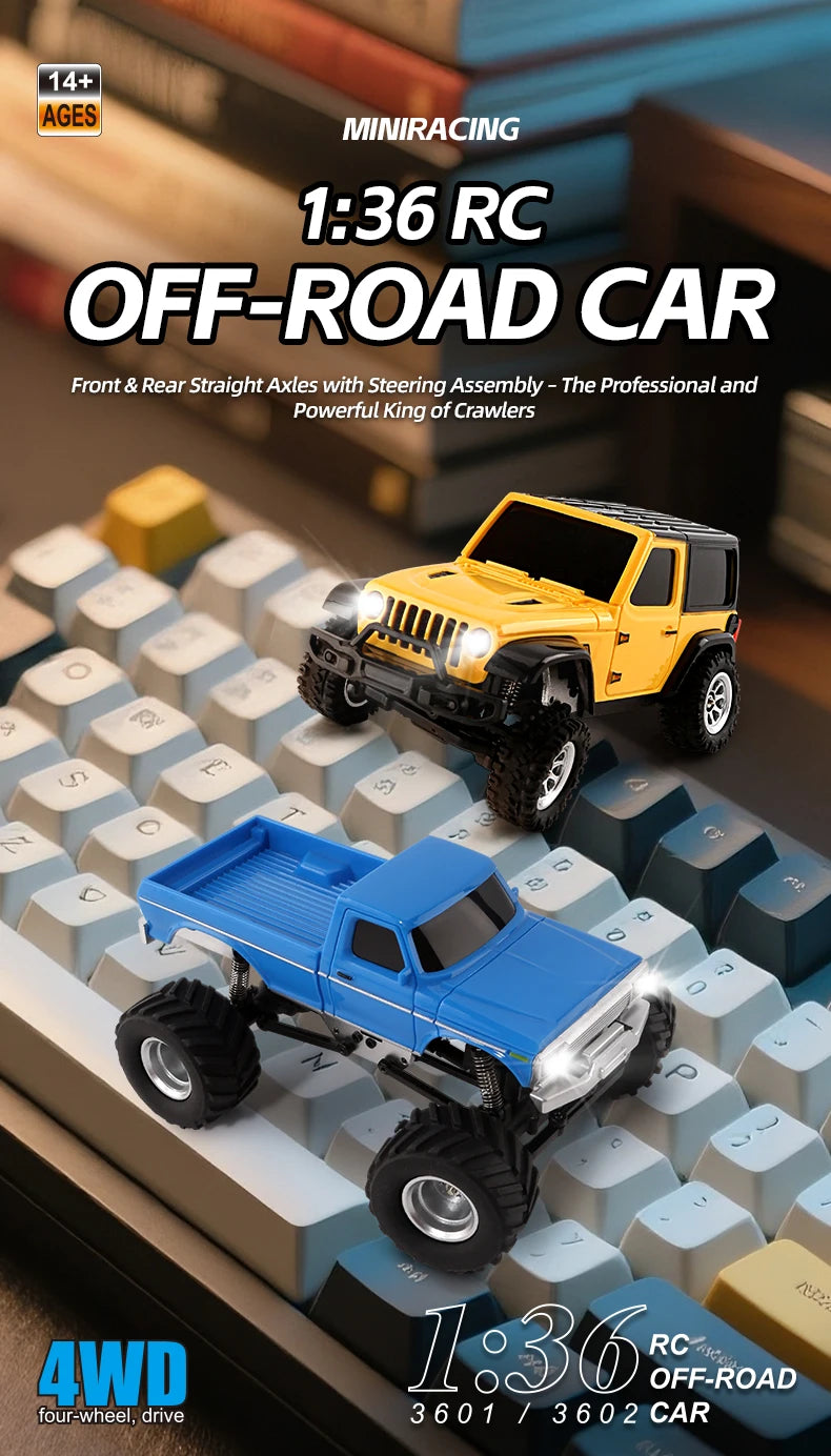 1/36 RC Crawler Car 4WD Off-Road with LED Lights – RTR