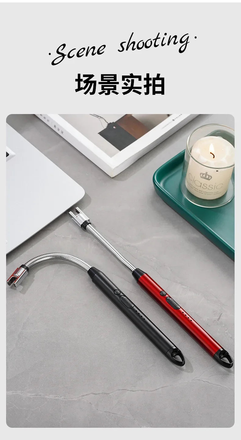 360° USB Electric Arc Lighter – Plasma Pulse Windproof Rechargeable BBQ Candle Lighter with Power Display