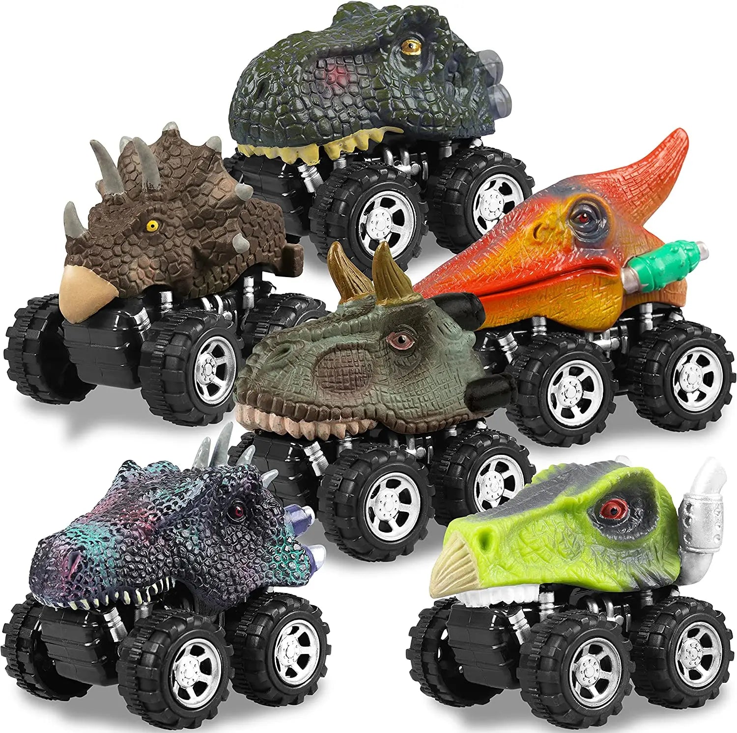 Dinosaur Pull-Back Mini Monster Trucks – Toy Car Set for Kids