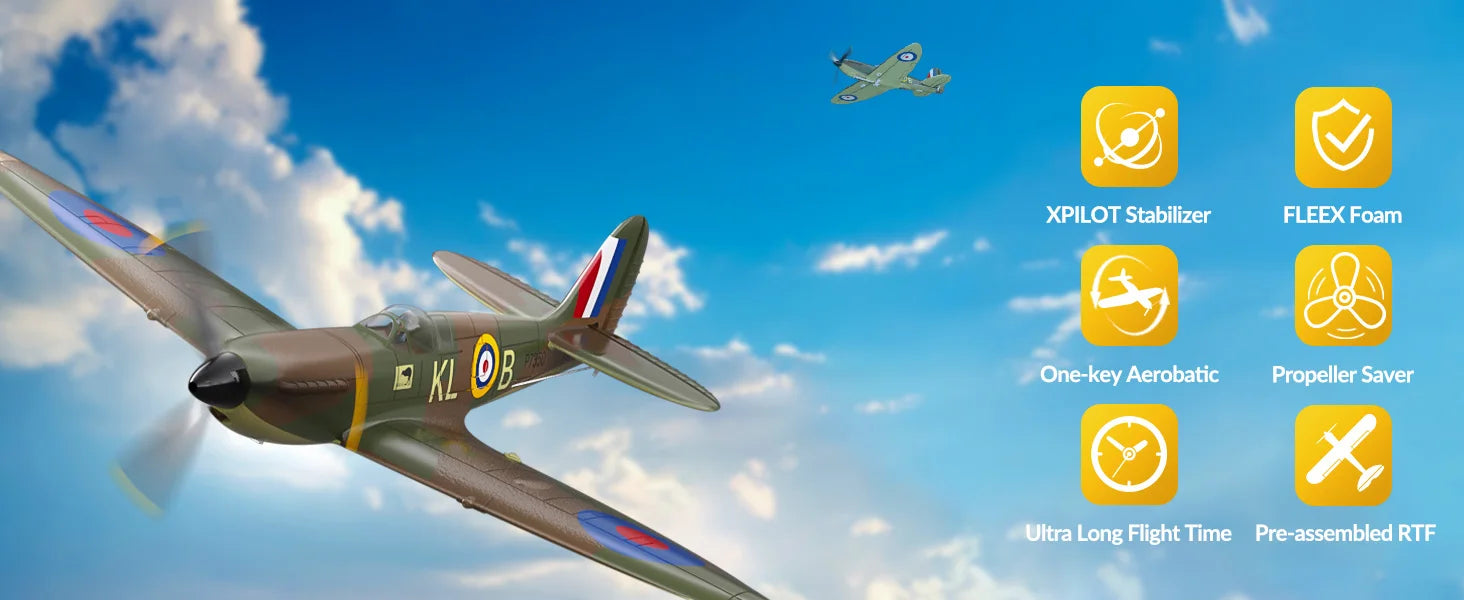 Volantex Spitfire RC Plane 2.4G 4CH Warbird – 400mm RTF