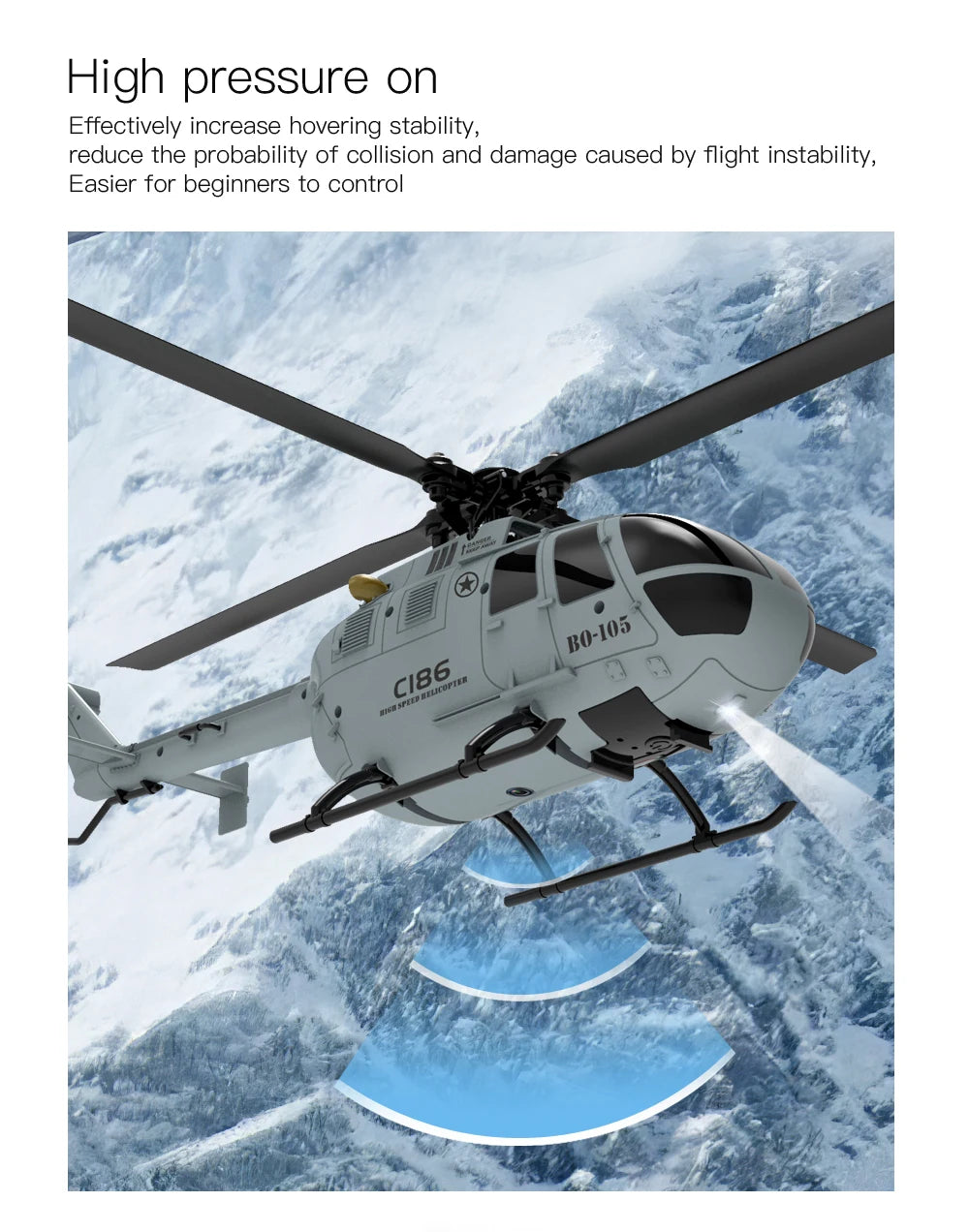 C186 RC Helicopter 2.4G 4CH BO105 with 6-Axis Gyro