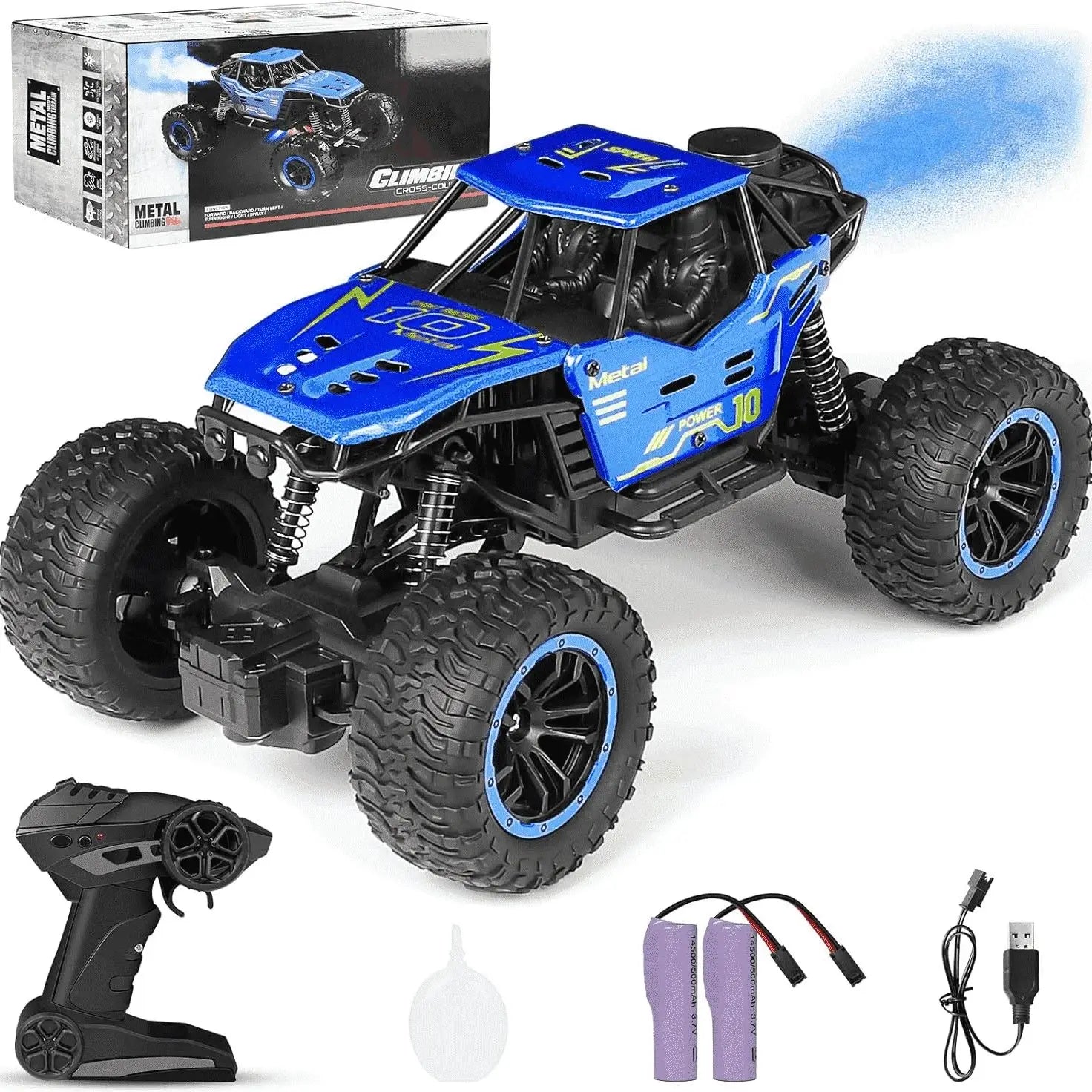 1/18 RC Monster Truck 4WD Alloy Car with Spray & LED Lights