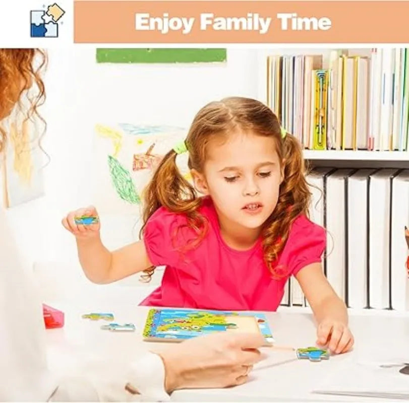 Wooden 3D Cartoon Animal & Vehicle Puzzle – Montessori Educational Toy