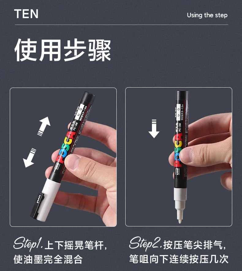 UNI POSCA Acrylic Paint Marker Set – PC-1M/3M/5M Quick-Dry Permanent Pens for Art, Graffiti & Crafts