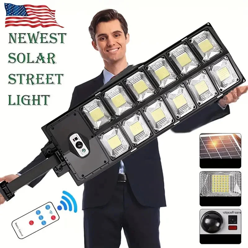 504LED Solar Street Light – Motion Sensor, Remote, Waterproof