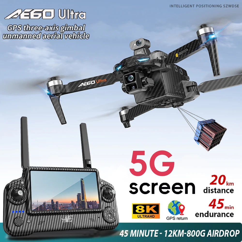 AE60 GPS Drone – 8K Camera, 3-Axis Gimbal, Obstacle Avoidance Quadcopter