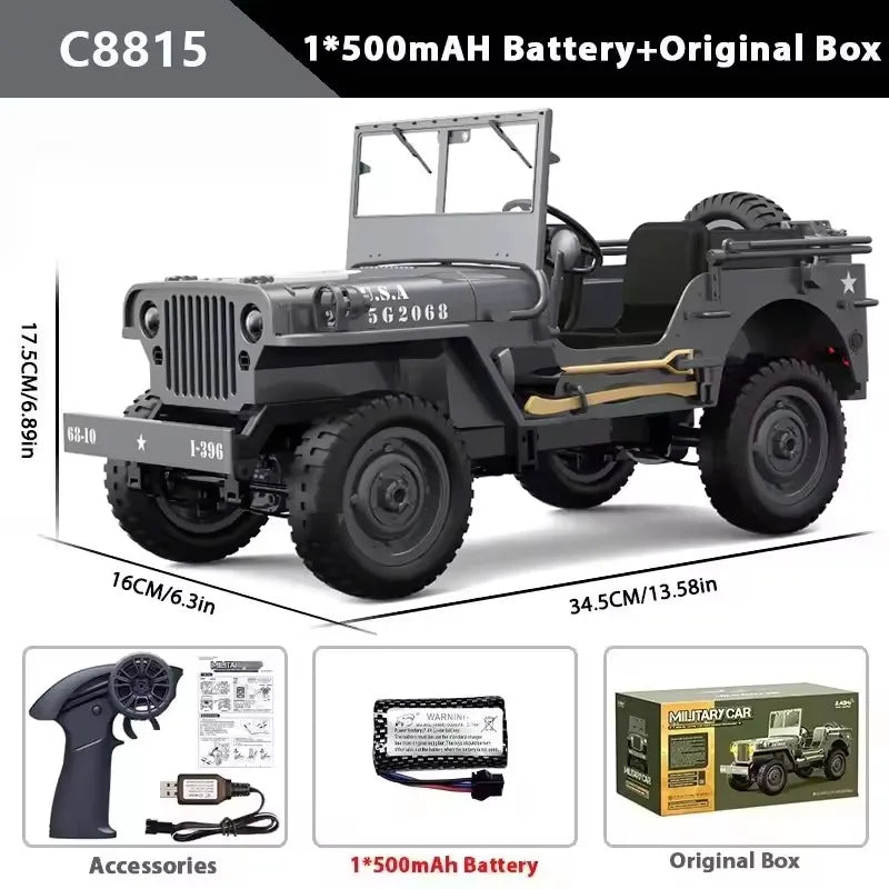 JJRC C8815 RC Jeep Willys 1/12 4WD Military Crawler Truck RTR