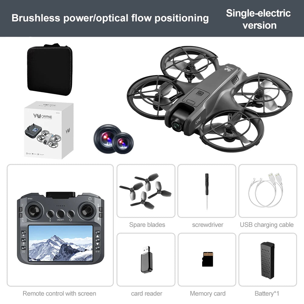 V666 Mini Drone 4K HD Camera FPV Quadcopter with Screen