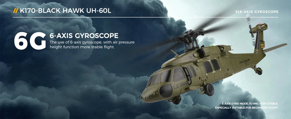 WLtoys K170 RC Helicopter Black Hawk 4CH Dual Brushless