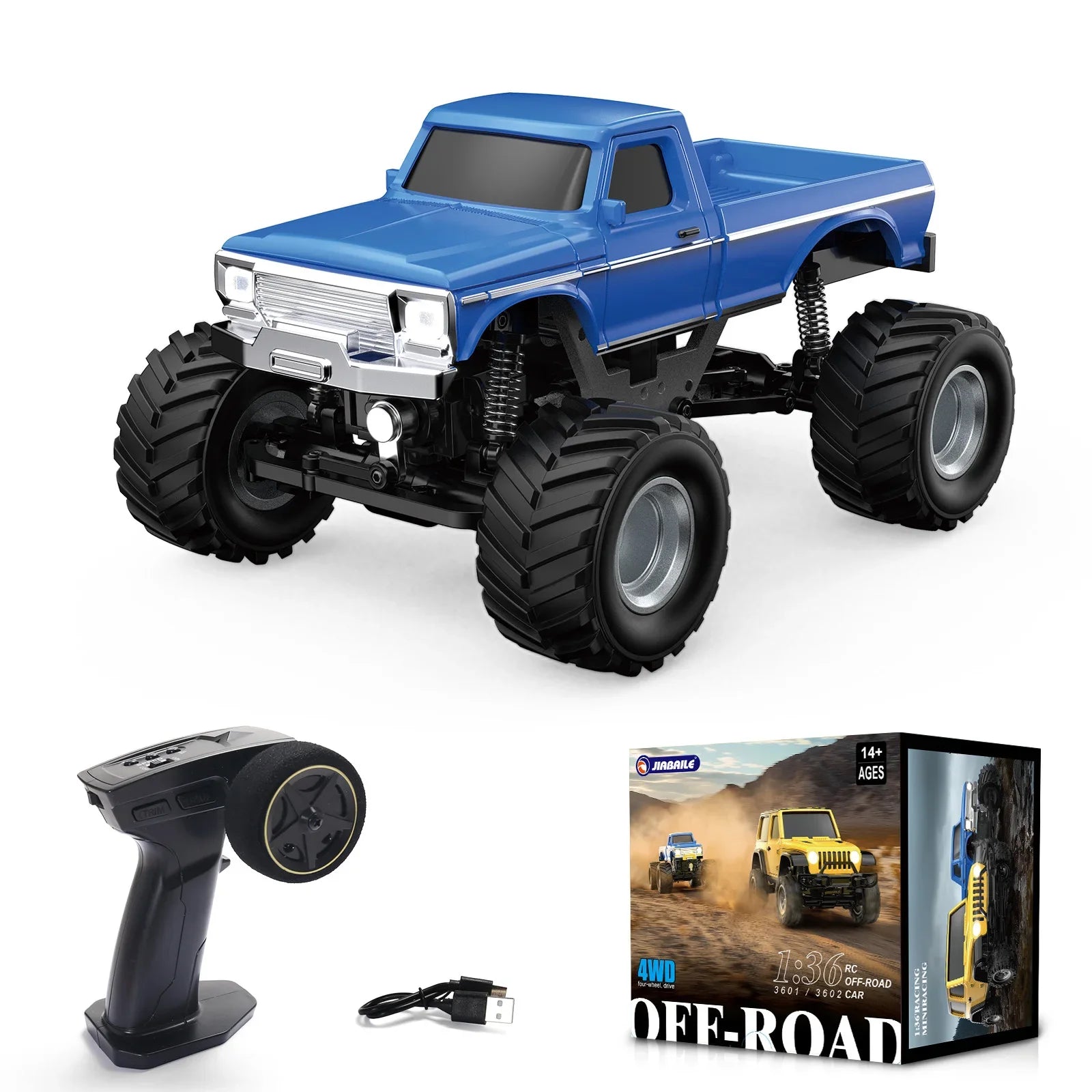 1/36 RC Crawler Car 4WD Off-Road with LED Lights – RTR