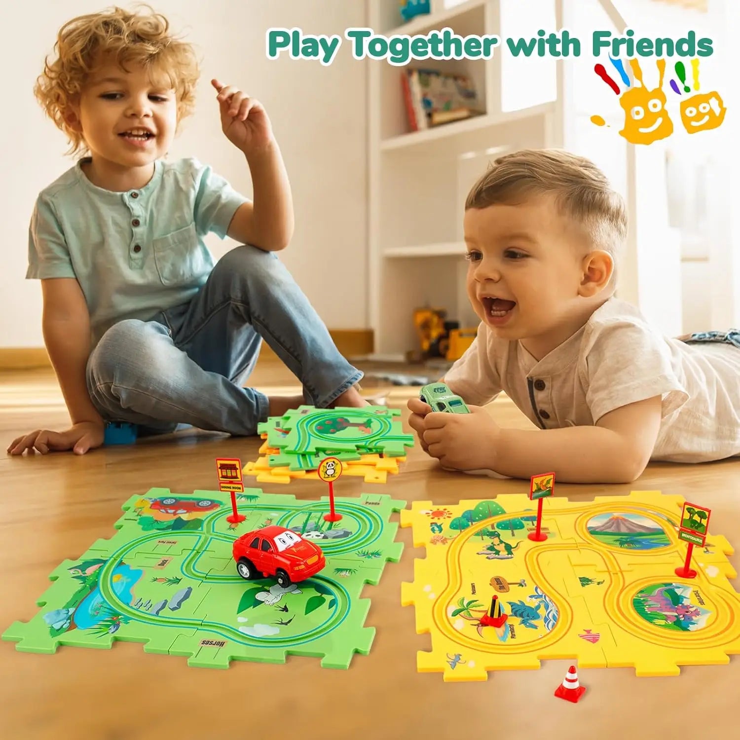 Puzzle Racer Car Track Set – Montessori Brain Toy for Kids Ages 3–6