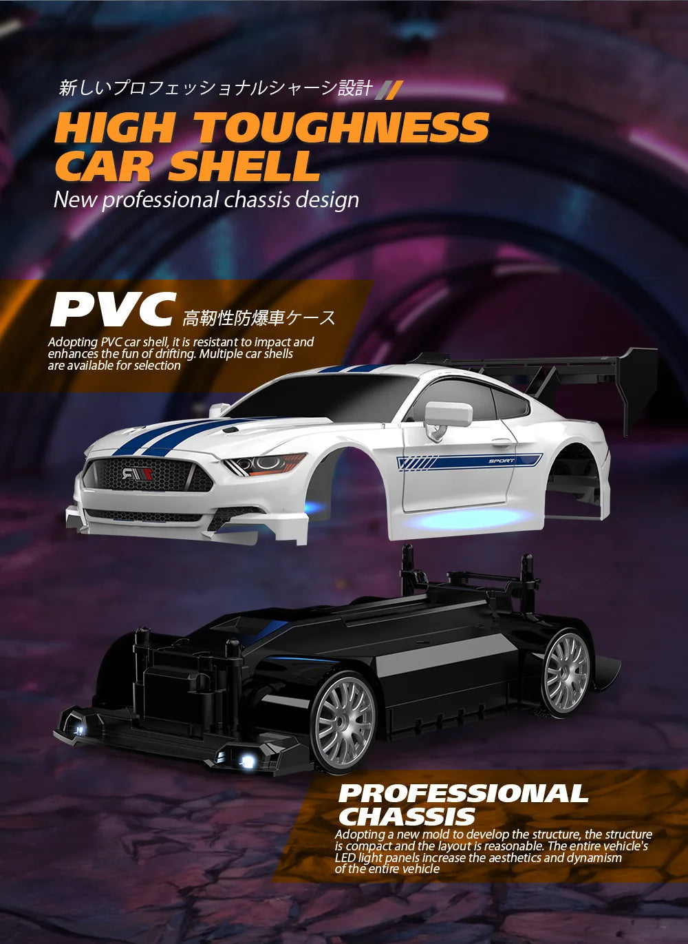 1/24 RC Drift Car 4WD 30km/h with LED Lights – High Speed