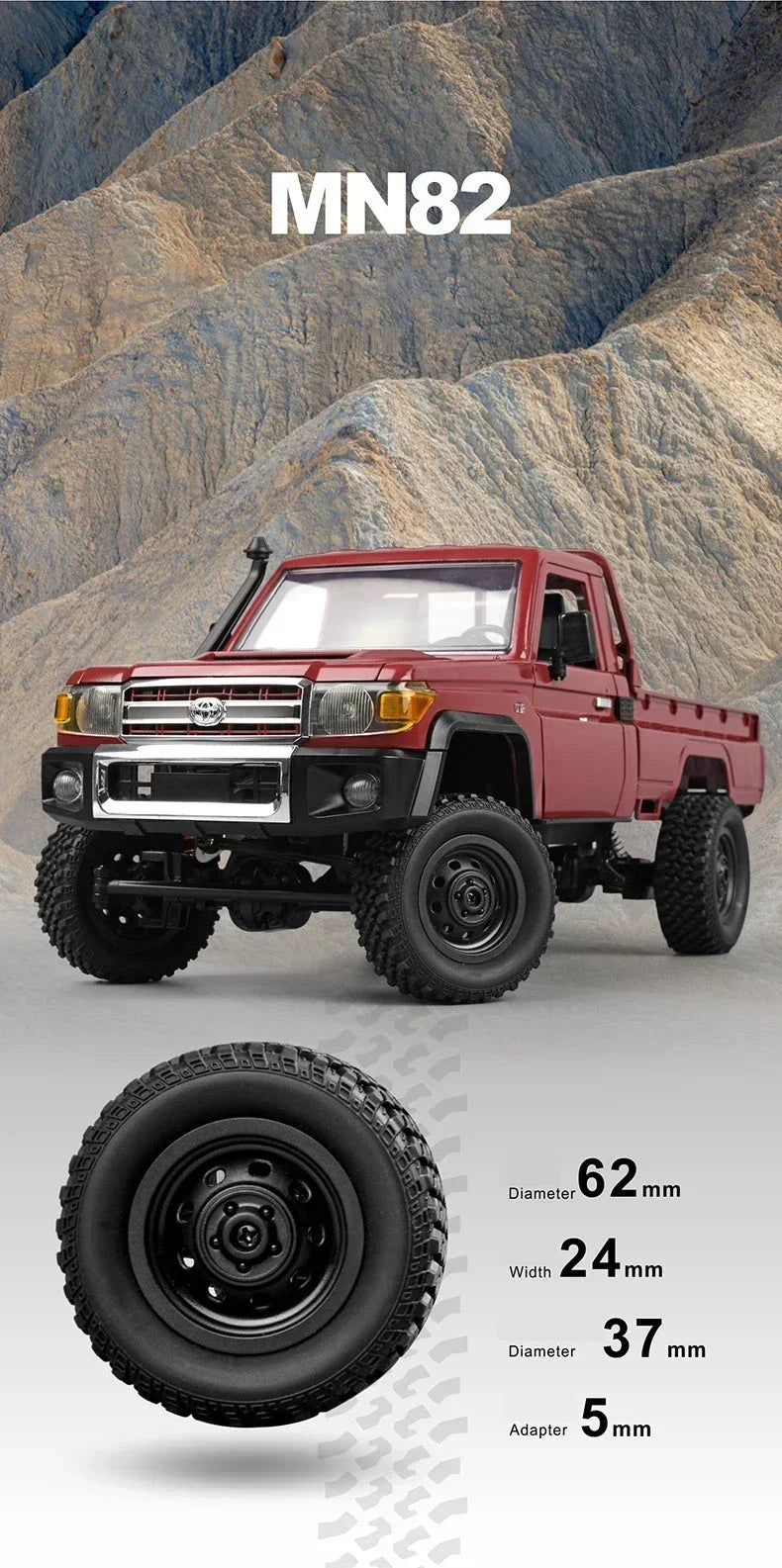 MN82/MN82S 1/12 RC Car 4x4 Off-Road Crawler – Toyota Style