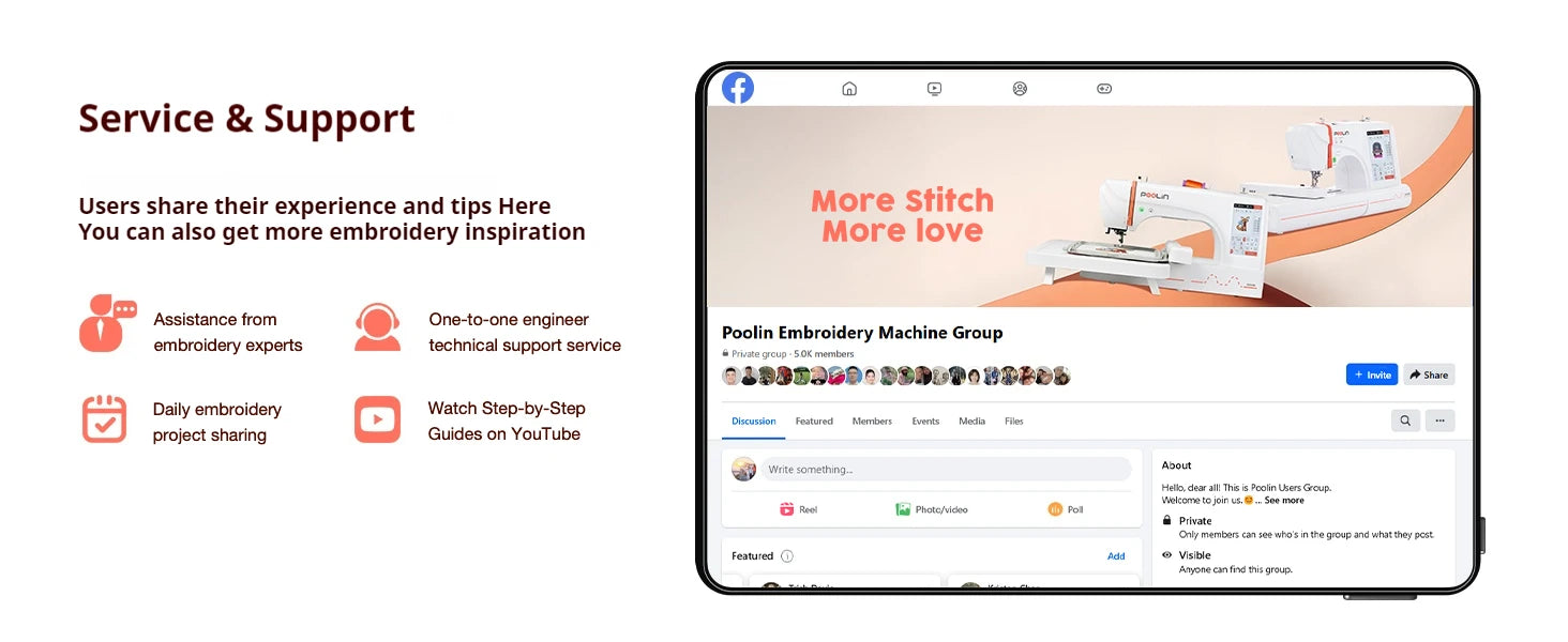 POOLIN EOC05 Computerized Embroidery Machine with Threads & Stabilizer