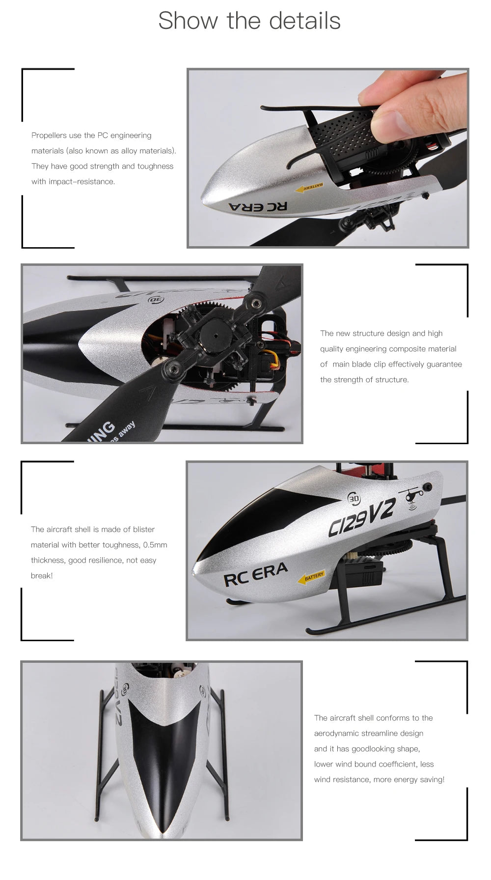 ERA C129V2 RC Helicopter 2.4GHz RTF with 6-Axis Gyro & 3D Flip