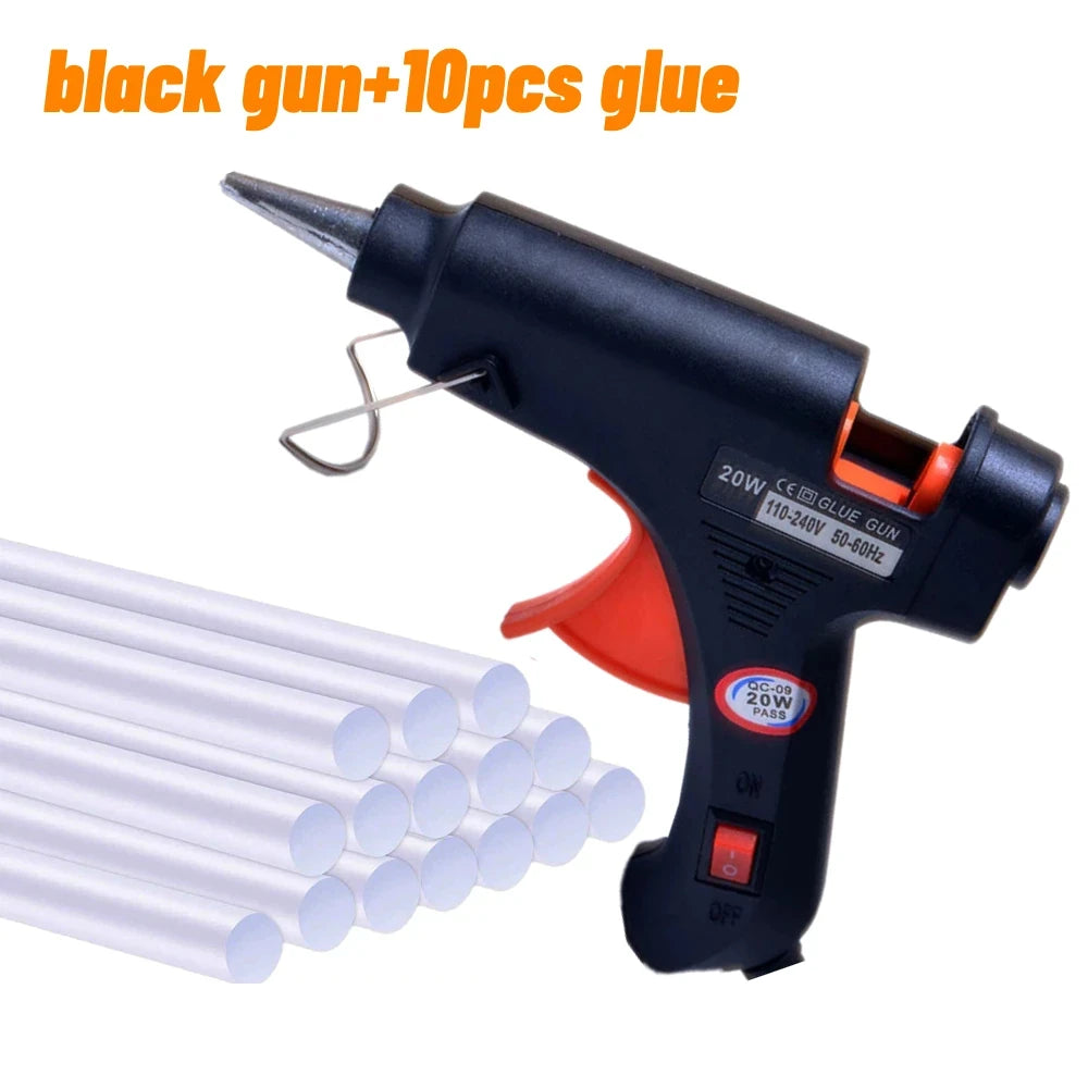 20W Mini Hot Melt Glue Gun – DIY Electric Repair Tool with 7mm Glue Stick Compatibility (EU Plug)