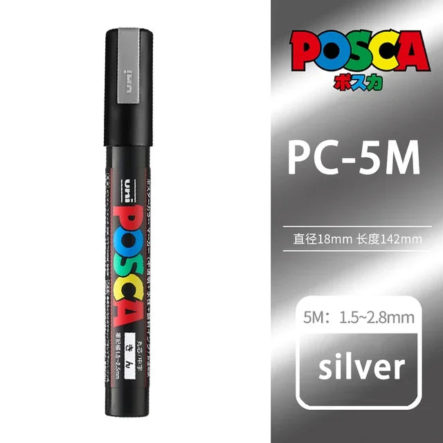 UNI POSCA Acrylic Paint Marker Set – PC-1M/3M/5M Quick-Dry Permanent Pens for Art, Graffiti & Crafts