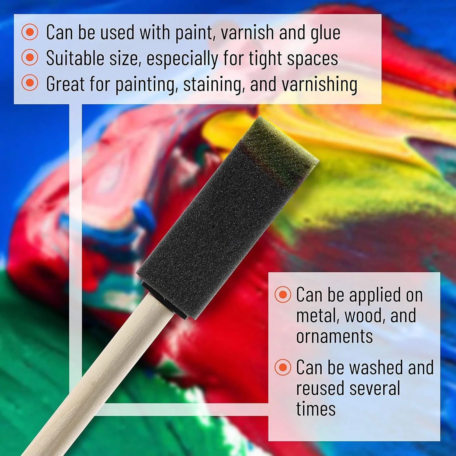 10PCS Wooden Handle Sponge Brushes – Watercolor & Oil Painting
