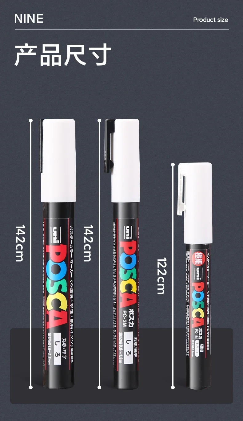 UNI POSCA Acrylic Paint Marker Set – PC-1M/3M/5M Quick-Dry Permanent Pens for Art, Graffiti & Crafts