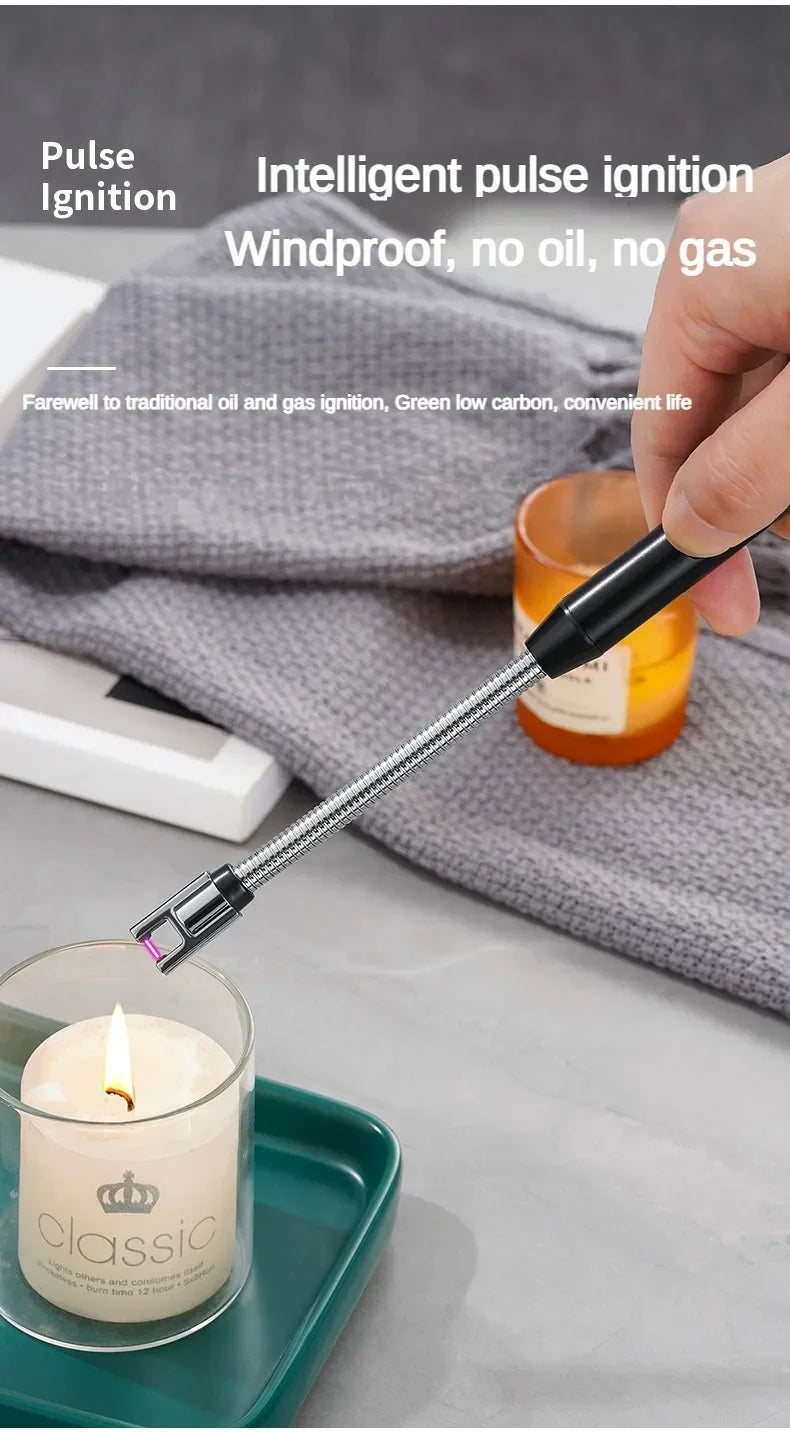 360° USB Electric Arc Lighter – Plasma Pulse Windproof Rechargeable BBQ Candle Lighter with Power Display