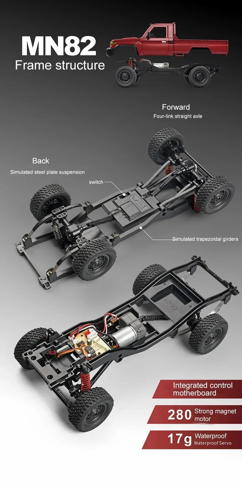 MN82/MN82S 1/12 RC Car 4x4 Off-Road Crawler – Toyota Style