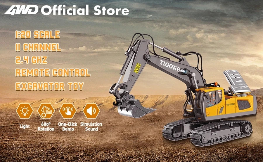 4WD RC Excavator Dump Truck Bulldozer Toy – Construction Vehicle