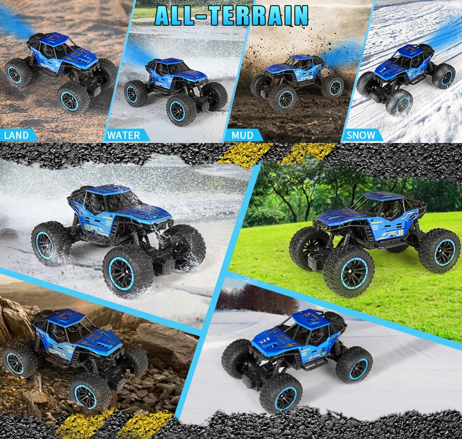 1/18 RC Monster Truck 4WD Alloy Car with Spray & LED Lights