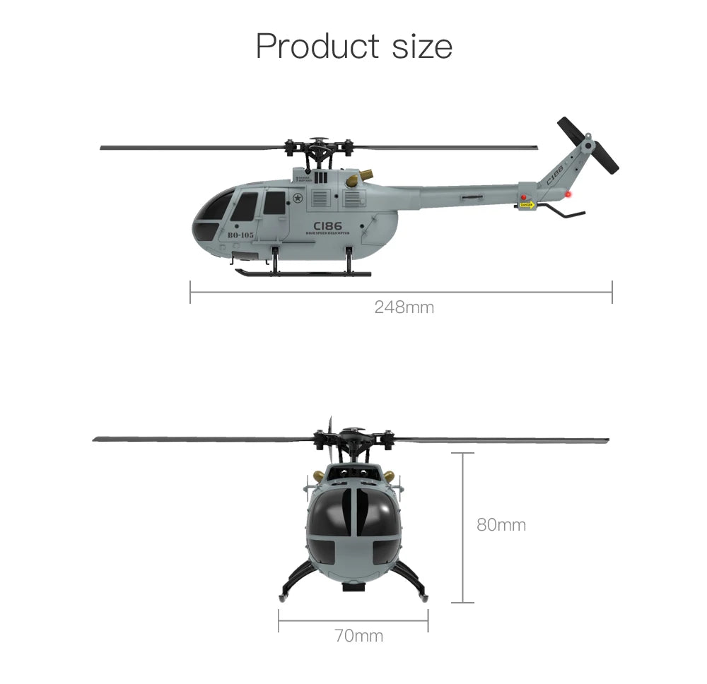 C186 RC Helicopter 2.4G 4CH BO105 with 6-Axis Gyro